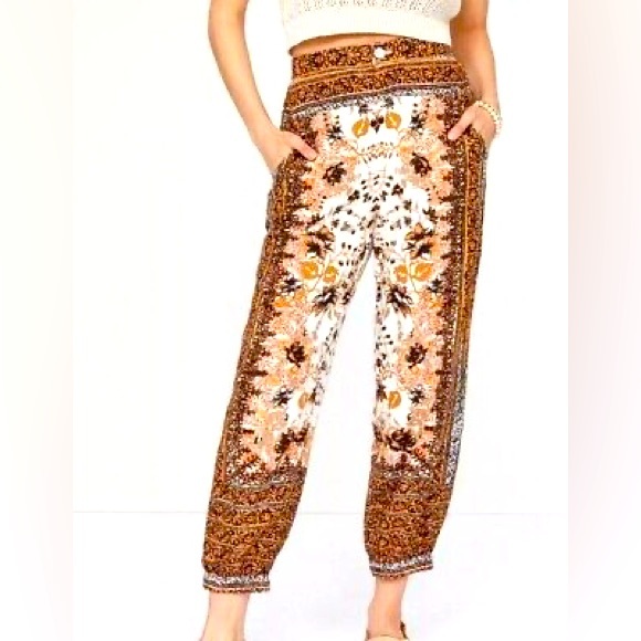 Anthropologie Pants - Anthropologie Floral Printed Linen Joggers Pants Boho Size 4